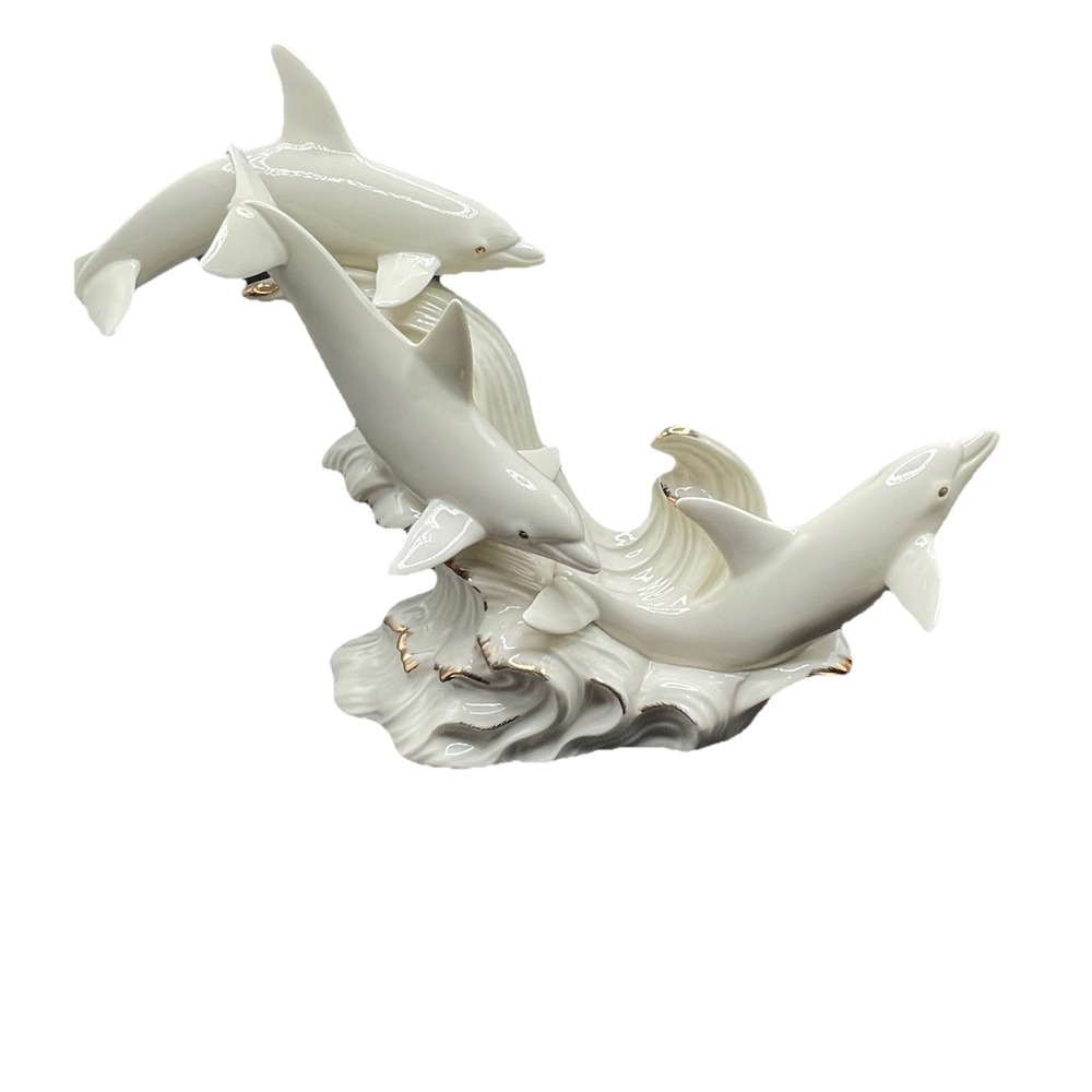 Vtg Lenox Racing The Surf Handcrafted Dolphin figurine 9" Tall